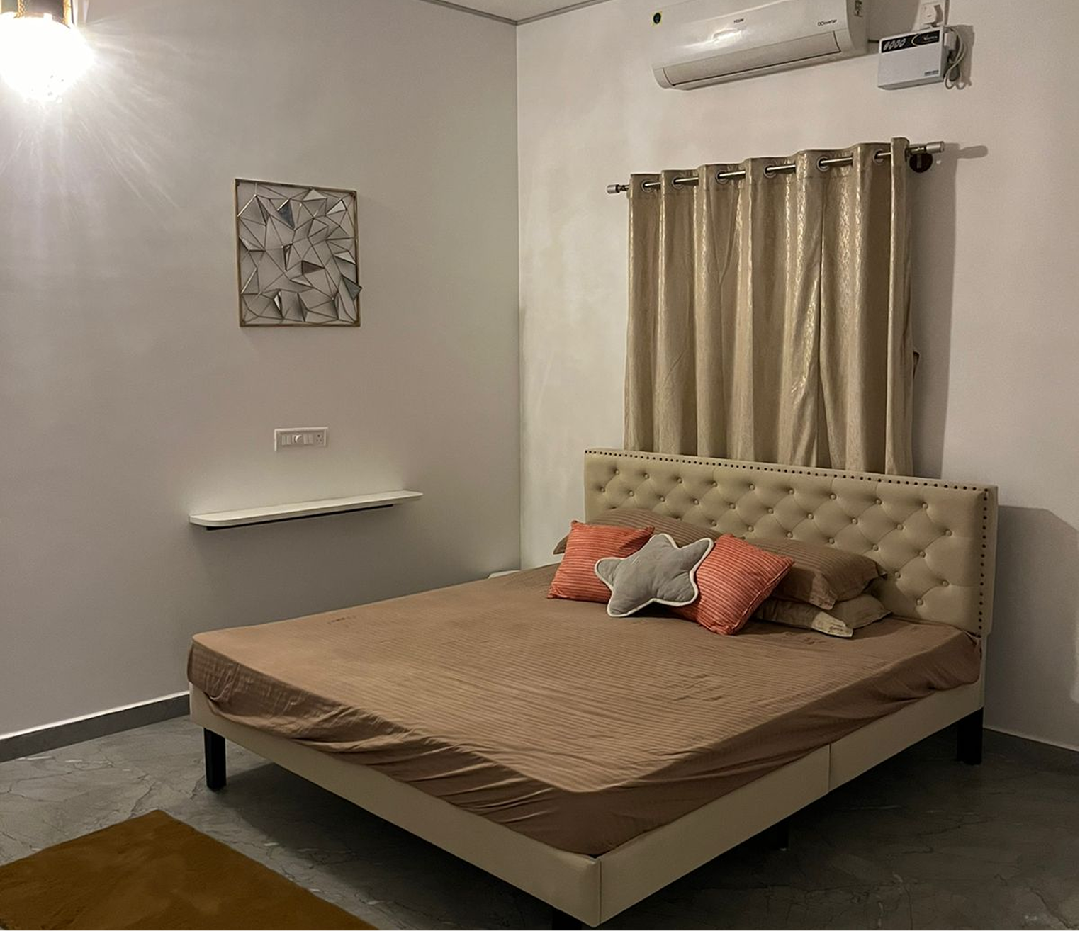 Warm and elegant guest bedroom at Classy Villa